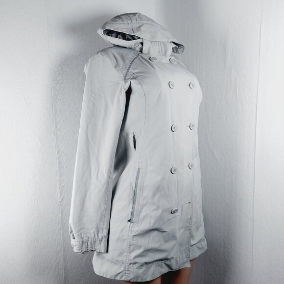 Columbia Women's Light Grey Omni-Heat Full Zip Double Breasted Trench Coat Sz - Picture 3 of 14